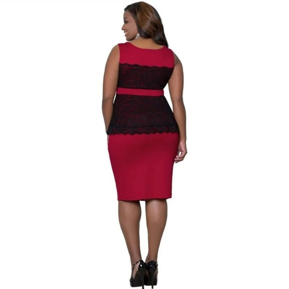 Kiyonna Women's Plus Size Lady in Lace Peplum Dress NWT - Picture 2 of 9